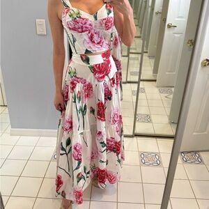Floral Maxi Dress with Pink and Red Flowers